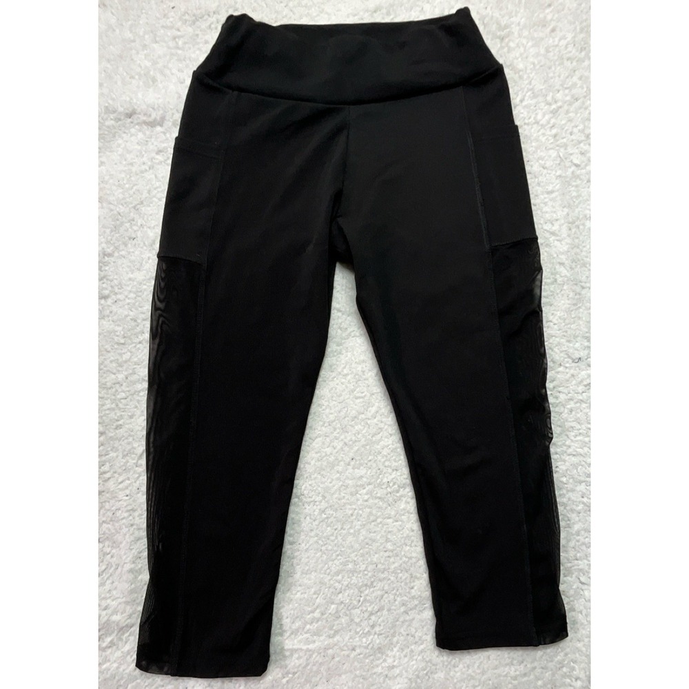 Black Cropped Leggings‎ Women's S/M 21" Inseam Elastic Waist Activewear